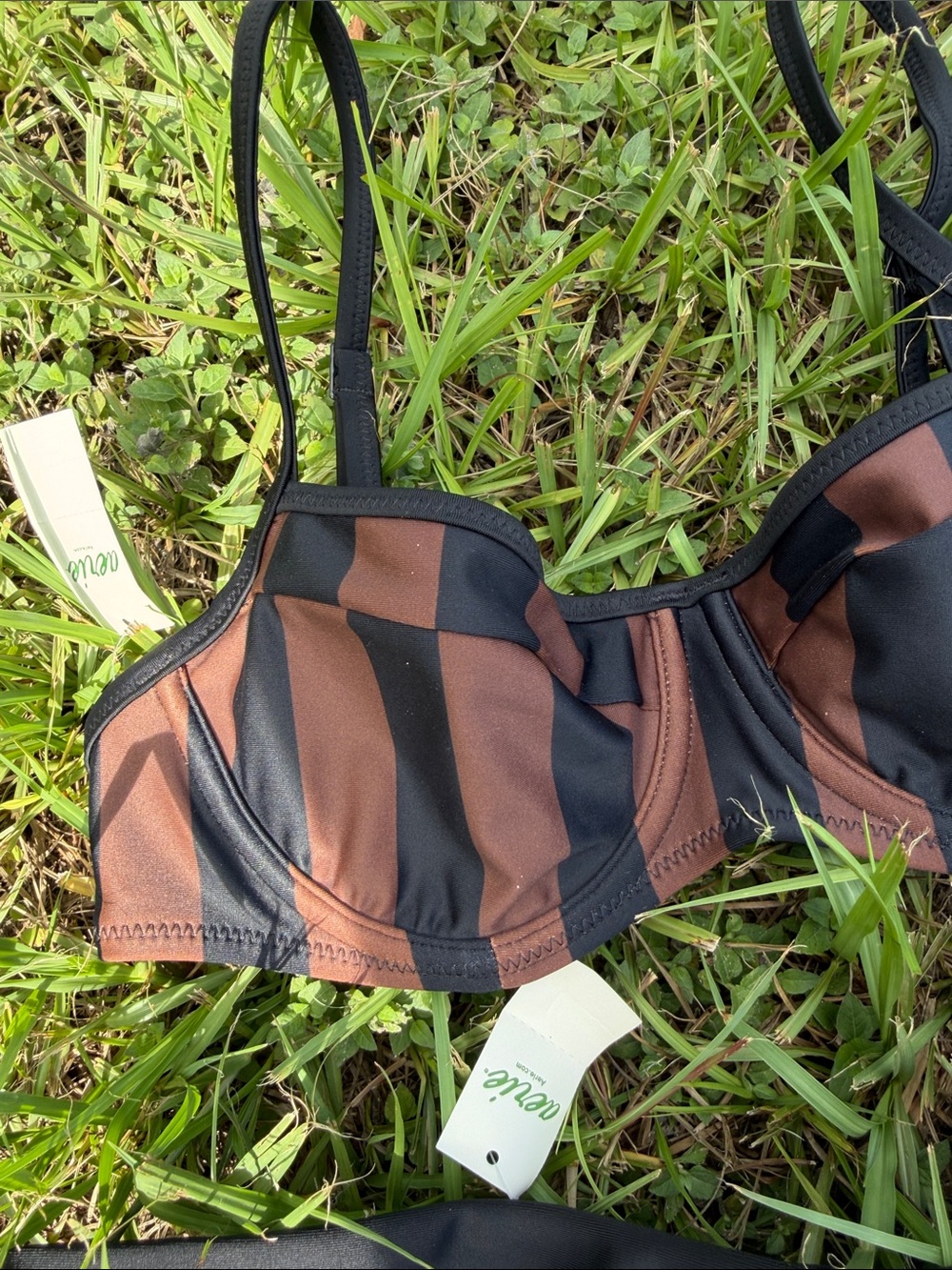 Aerie striped Black & Brown Underwire Bikini Set - Women Swim - Picture 2 of 5